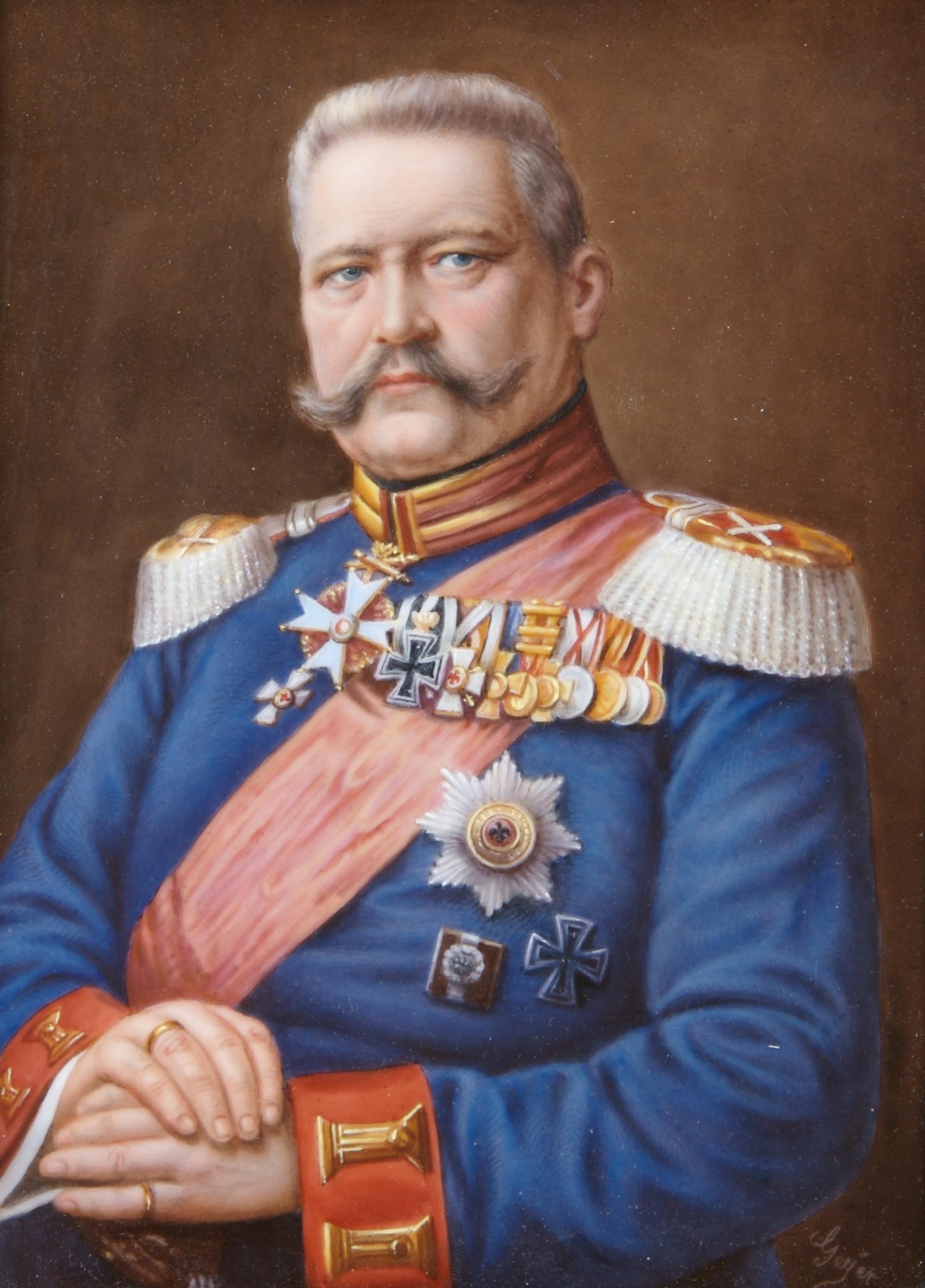 A Berlin (K.P.M.) Porcelain Plaque, A German Officer, Height 8 1/4 x width 6 1/2 inches.
