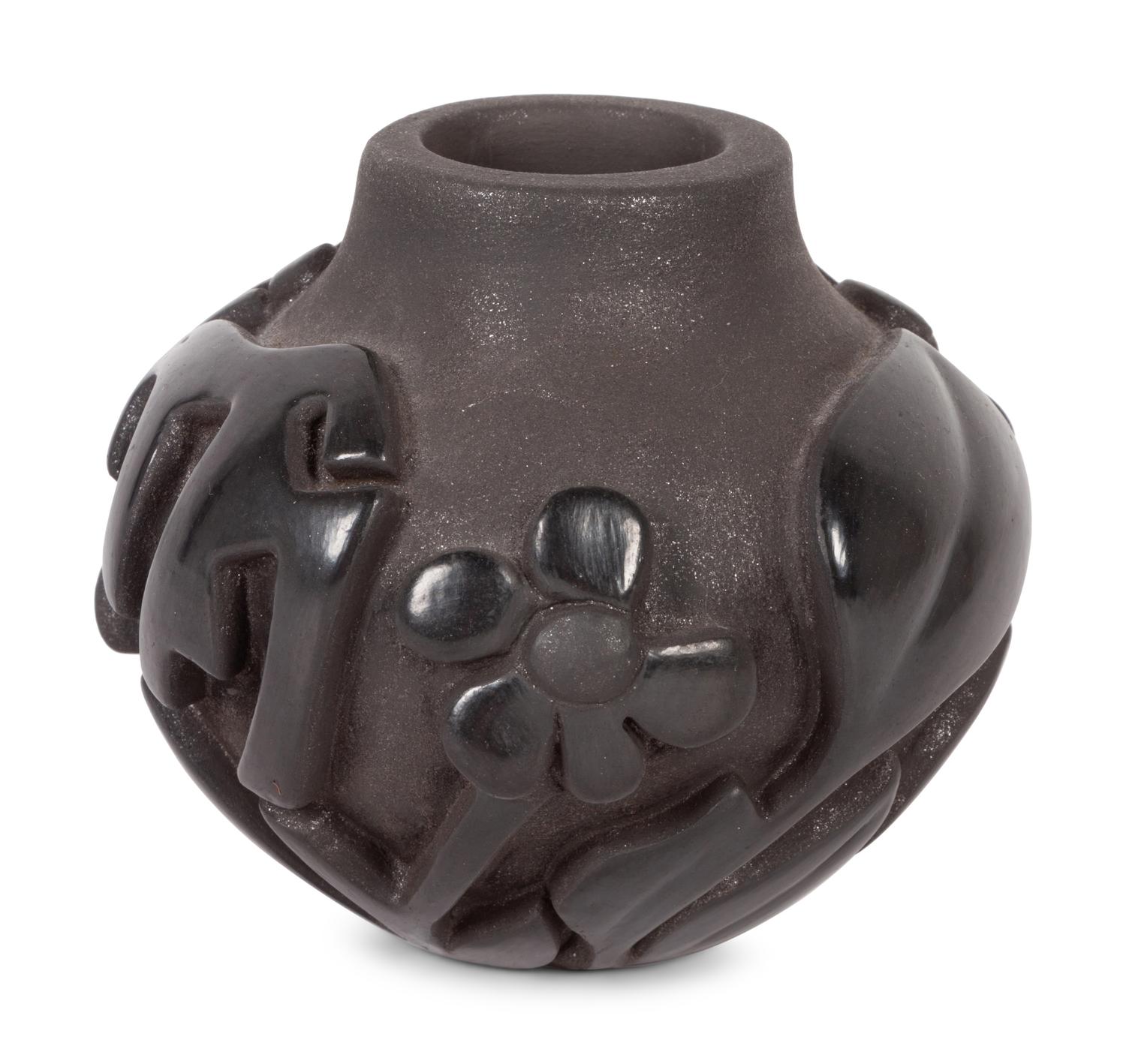 Carved Micaceous Blackware Jar