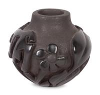 Carved Micaceous Blackware Jar