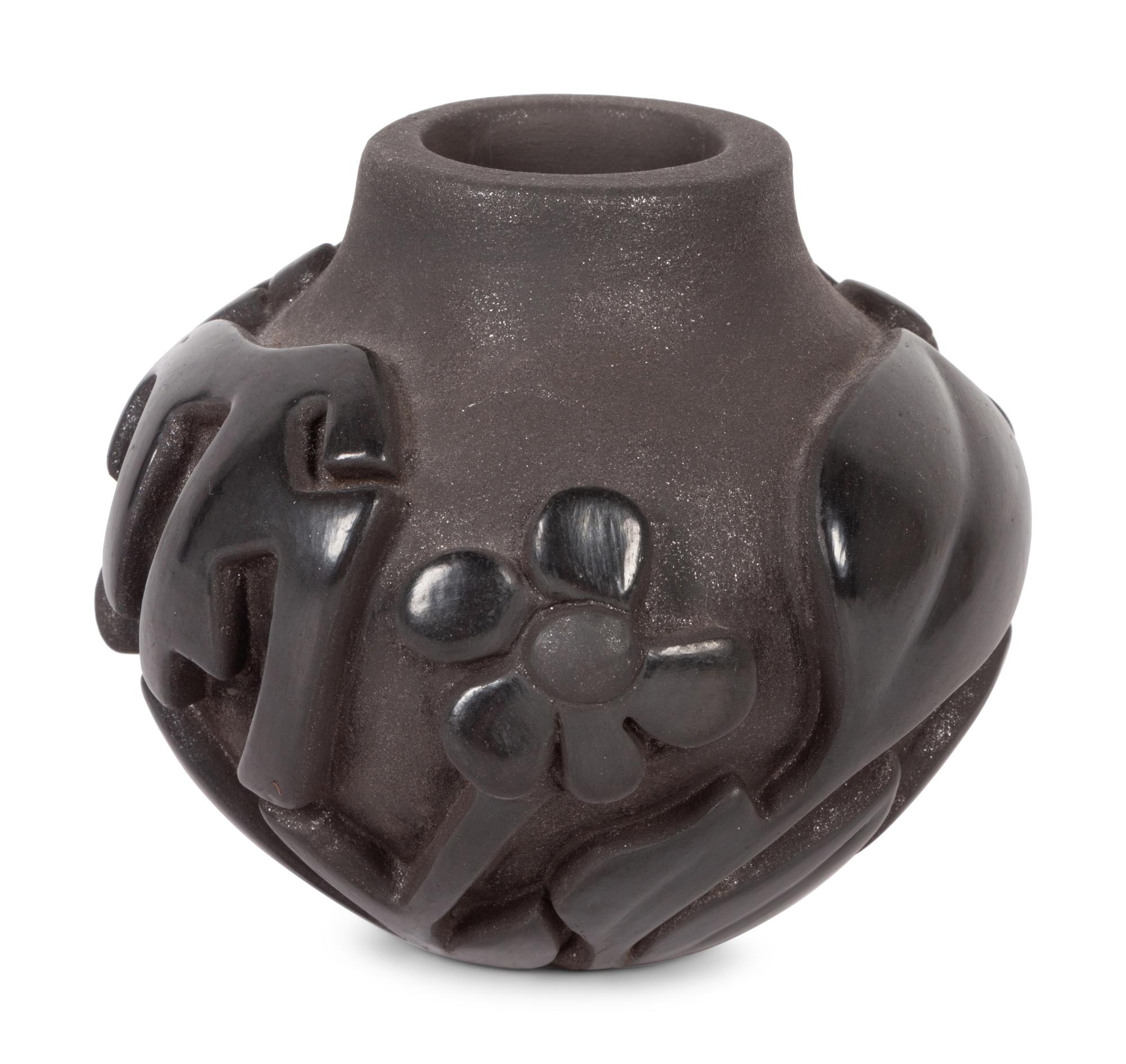 Carved Micaceous Blackware Jar