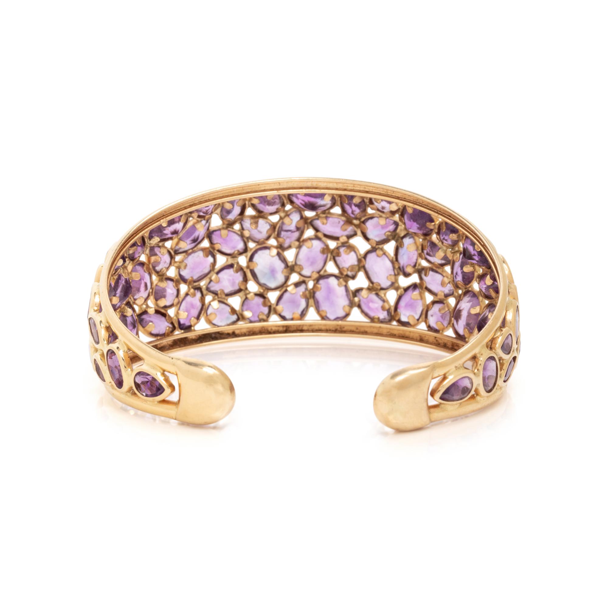 YELLOW GOLD AND AMETHYST CUFF BRACELET