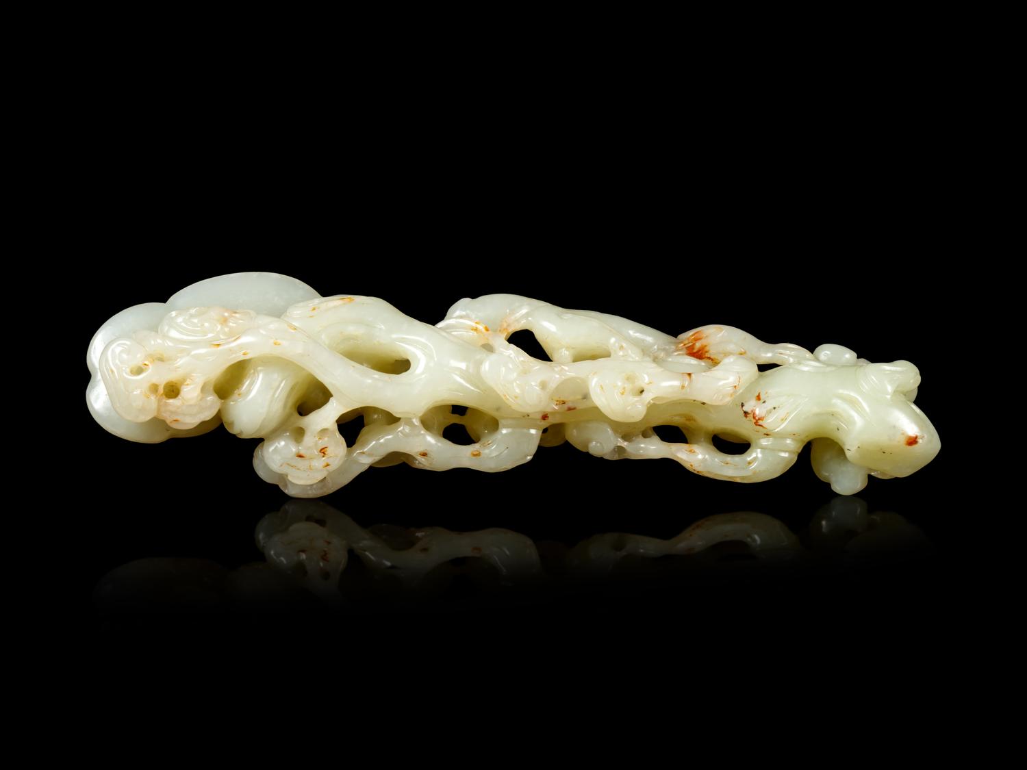 A Celadon and Yellow Lingzhi Sprig Scepter