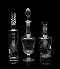 A Group of Three Glass Decanters