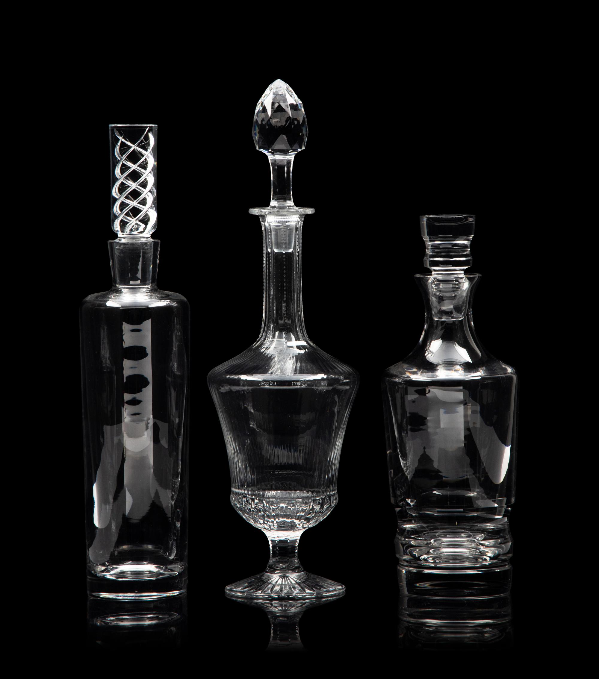 A Group of Three Glass Decanters