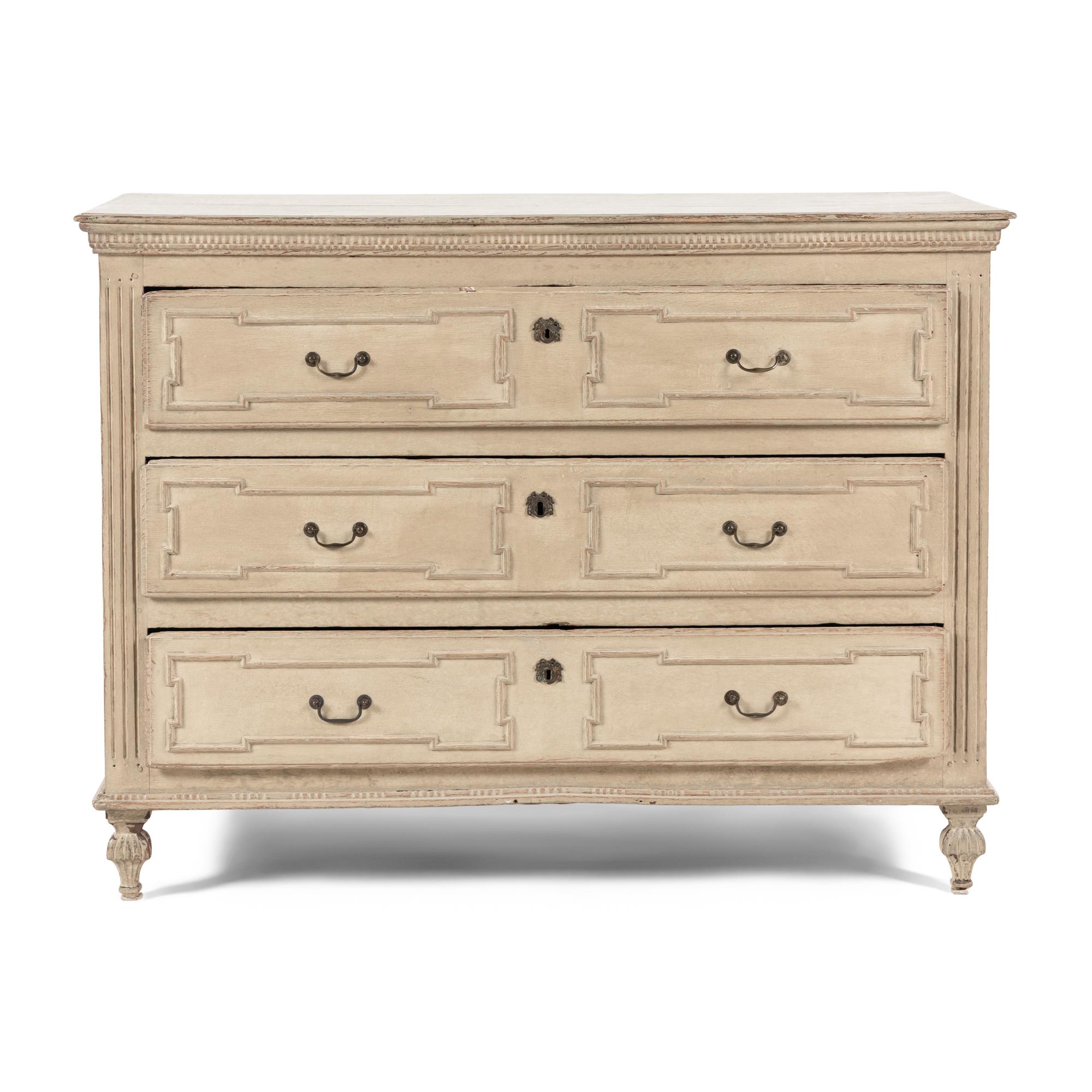 A North European Gray-Painted Commode