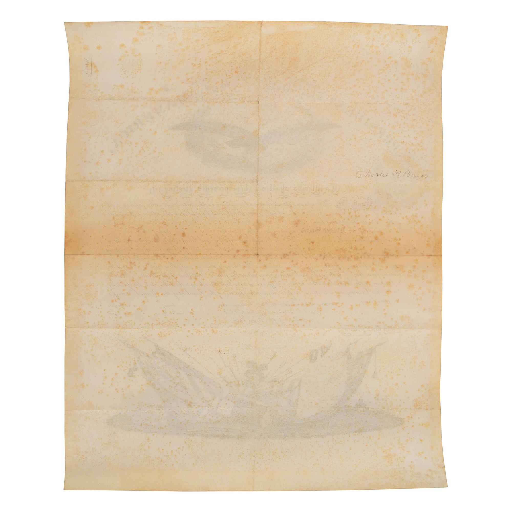 LINCOLN, Abraham (1809-1865). Partly printed appointment signed ("Abraham Lincoln") as President, for former Libby Prison POW Charles H. Burd. Washington, D.C., 1 August 1864. Countersigned by Edwin M. Stanton.