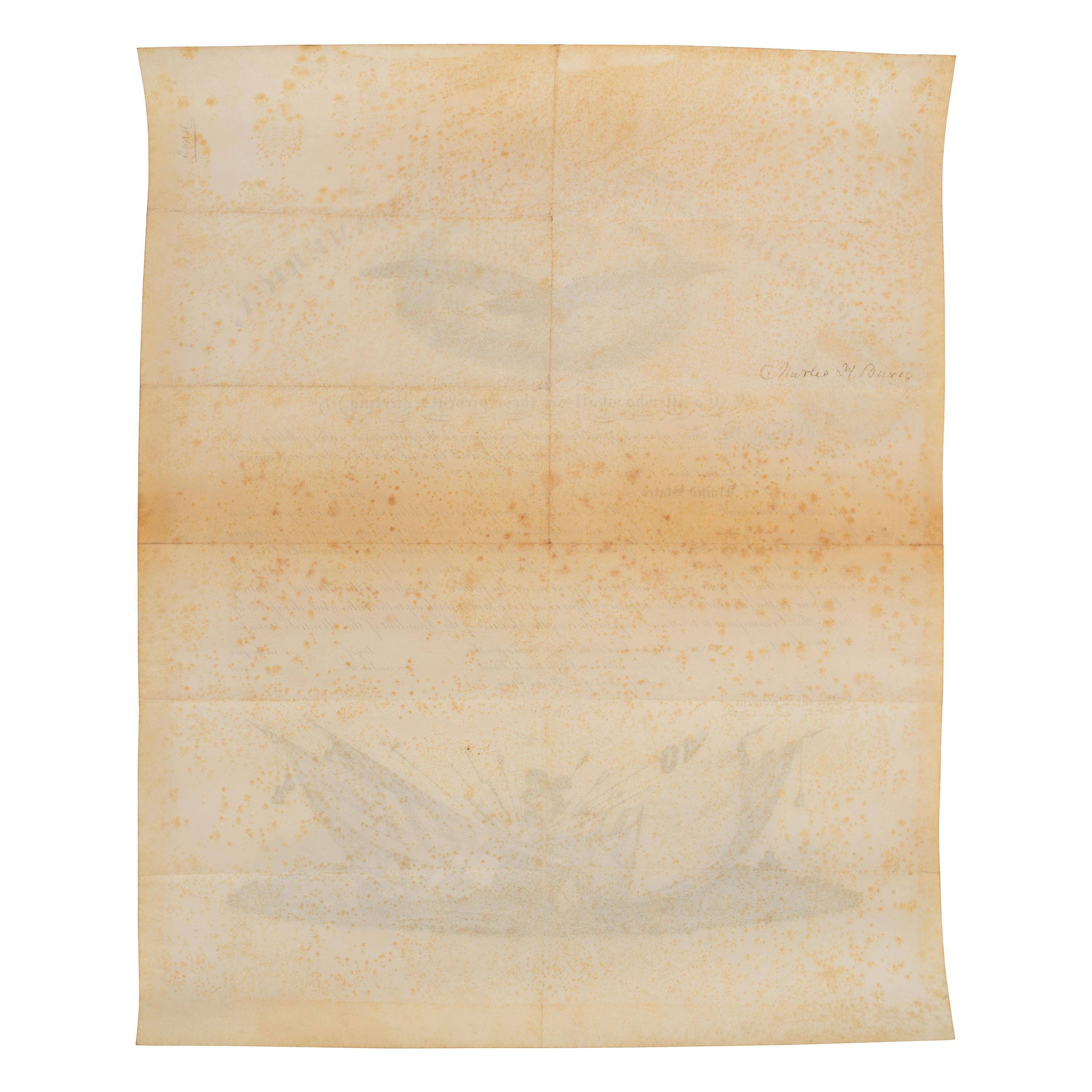 LINCOLN, Abraham (1809-1865). Partly printed appointment signed ("Abraham Lincoln") as President, for former Libby Prison POW Charles H. Burd. Washington, D.C., 1 August 1864. Countersigned by Edwin M. Stanton.