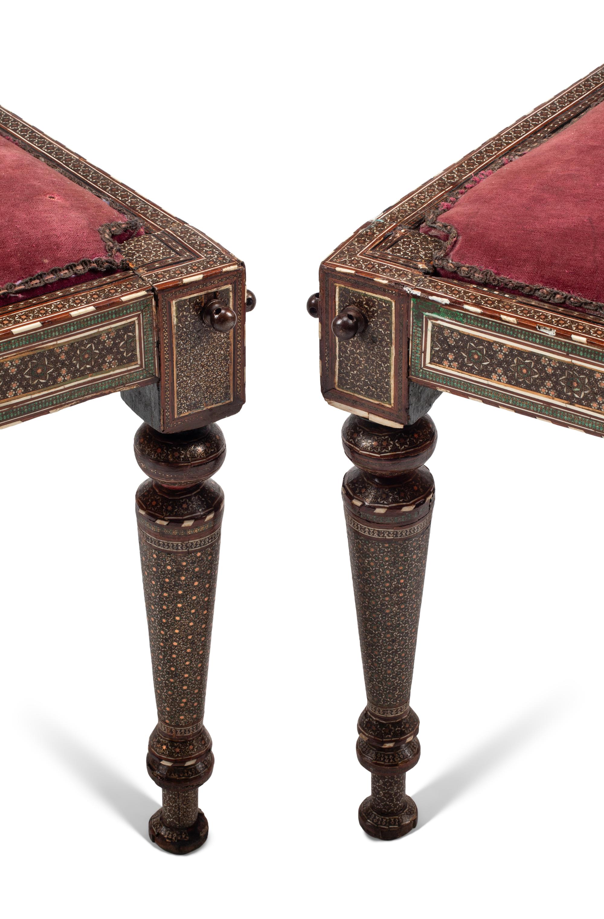A Pair of Anglo-Colonial Mosaic Inlaid Side Chairs