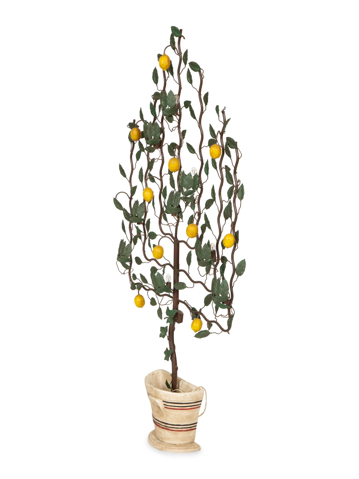 A Painted Tole Espalier Lemon Tree