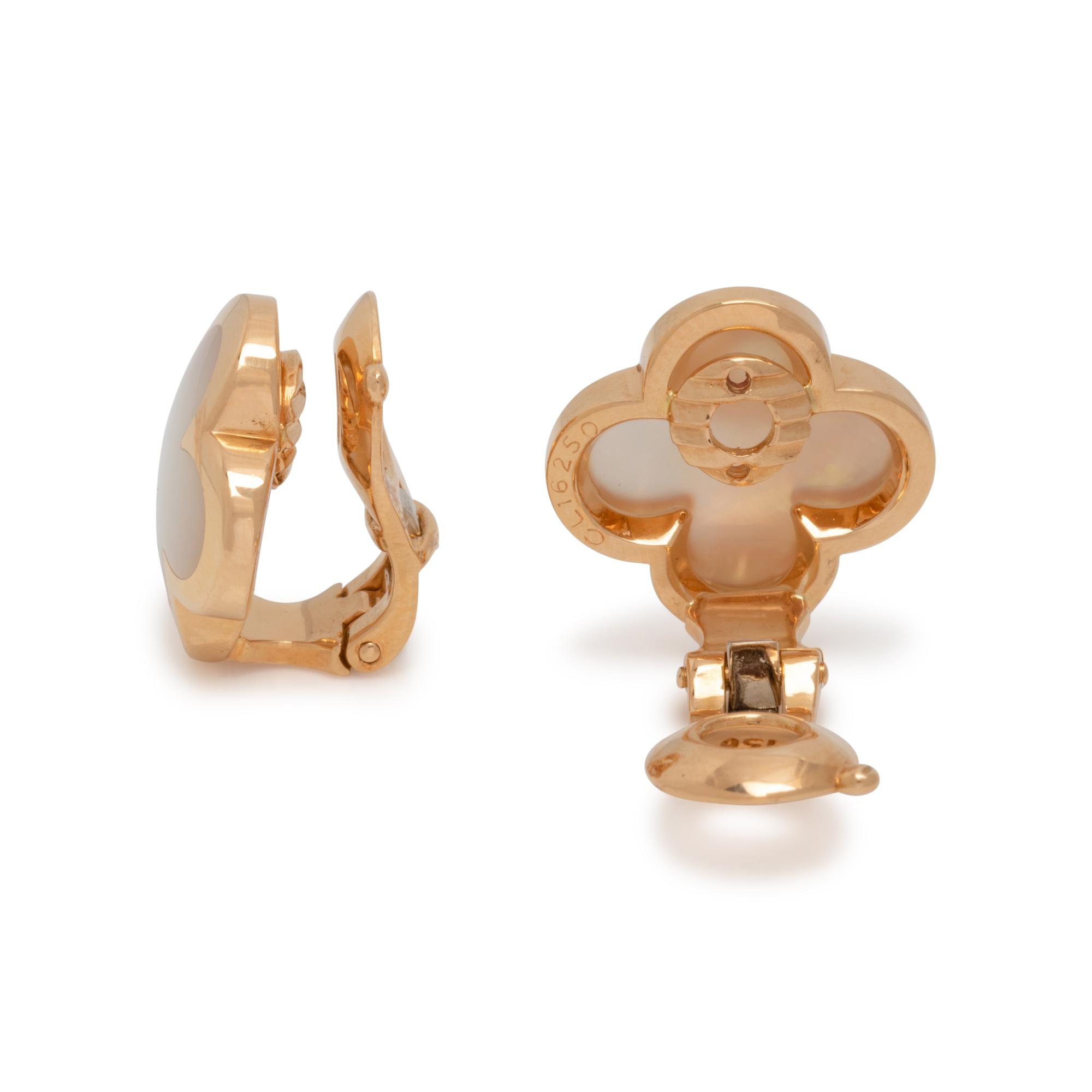 VAN CLEEF & ARPELS, MOTHER-OF-PEARL 'PURE ALHAMBRA' EARCLIPS