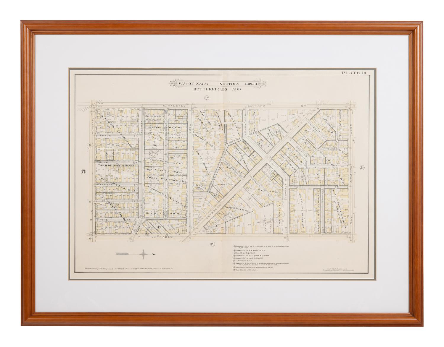 A group of 5 maps of Chicago streets, comprising: