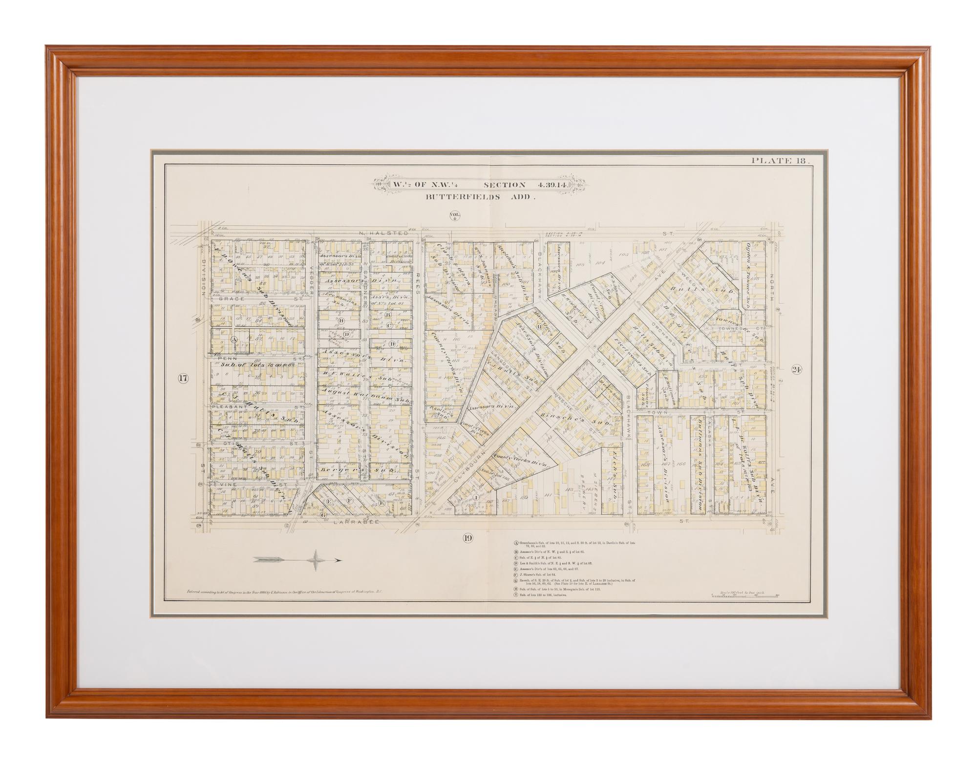 A group of 5 maps of Chicago streets, comprising: