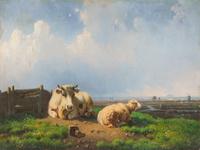 Eugene Joseph Verboeckhoven, (Belgian, 1798/99-1881), Cow and Sheep in a Landscape
