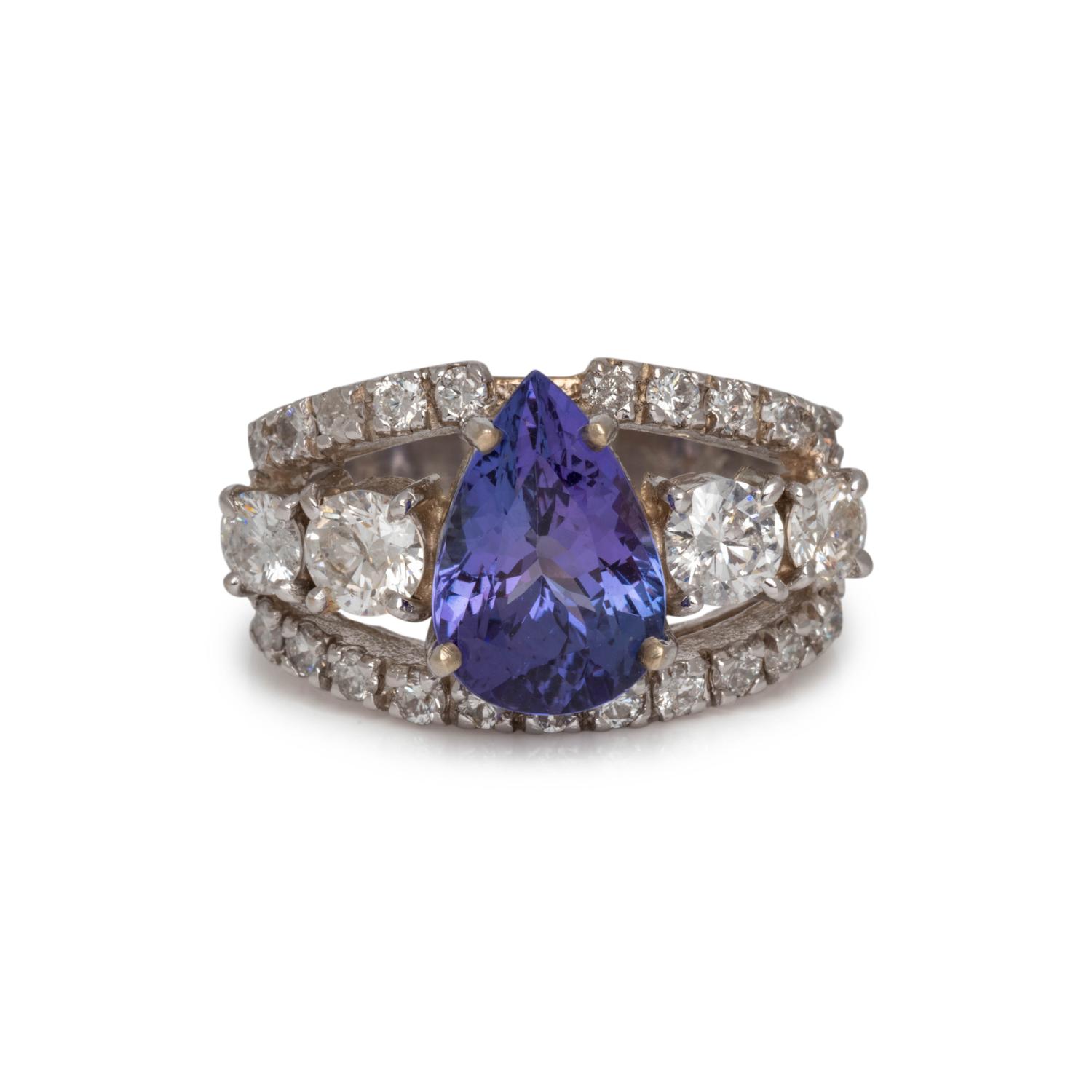 TANZANITE AND DIAMOND RING