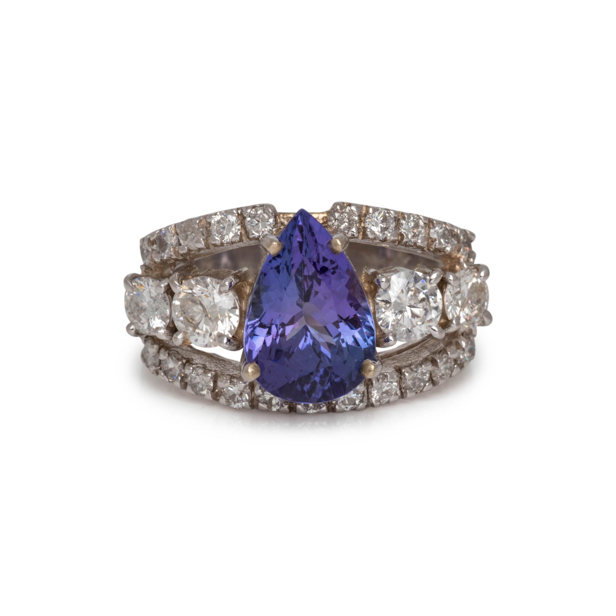 TANZANITE AND DIAMOND RING