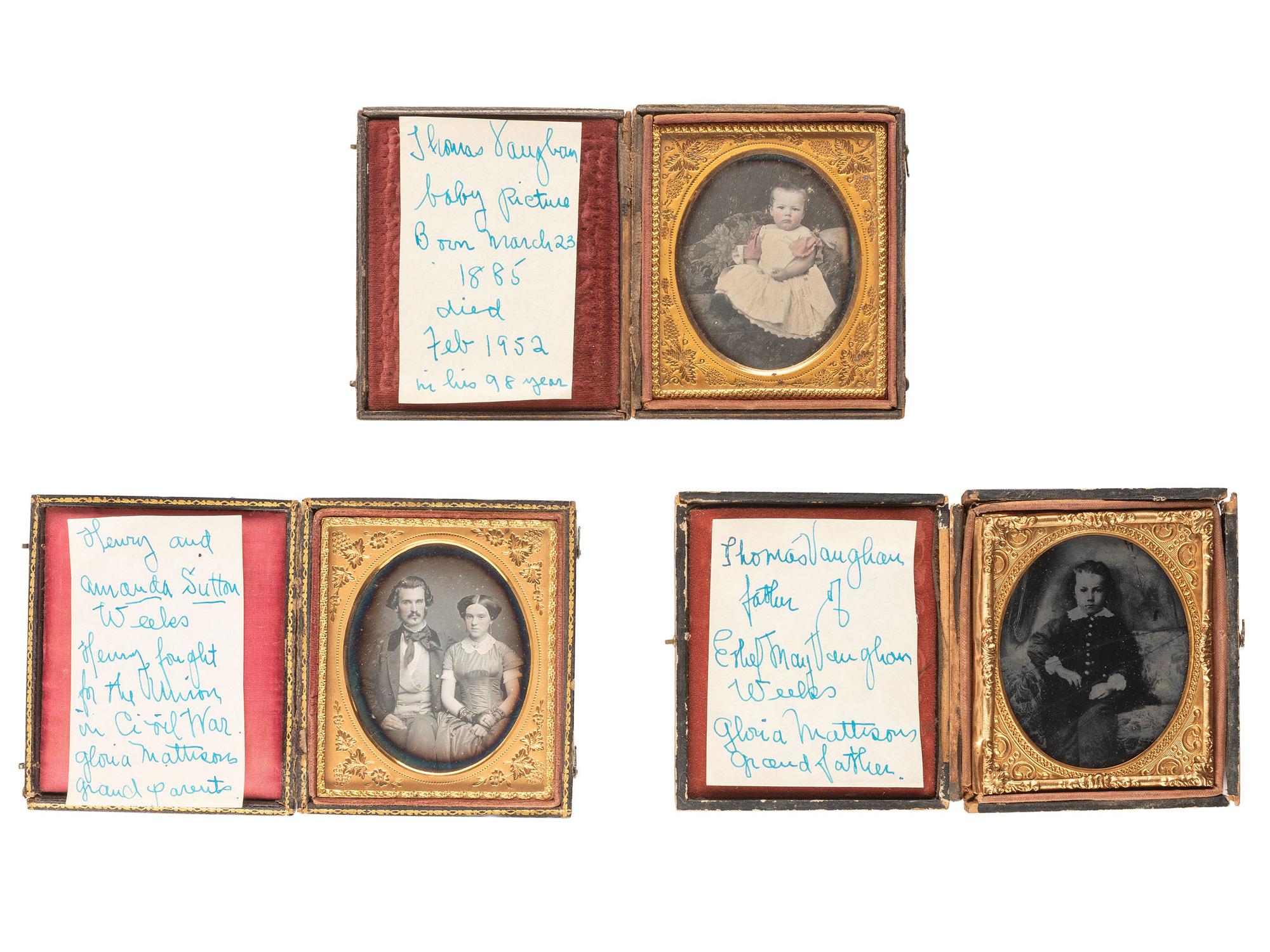 [EARLY PHOTOGRAPHY]. 20 assorted cased images, collected as associated family groups.