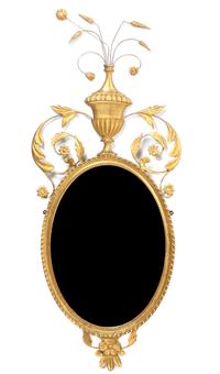 An Adam Style Giltwood Mirror, Height 45 x width 16 inches