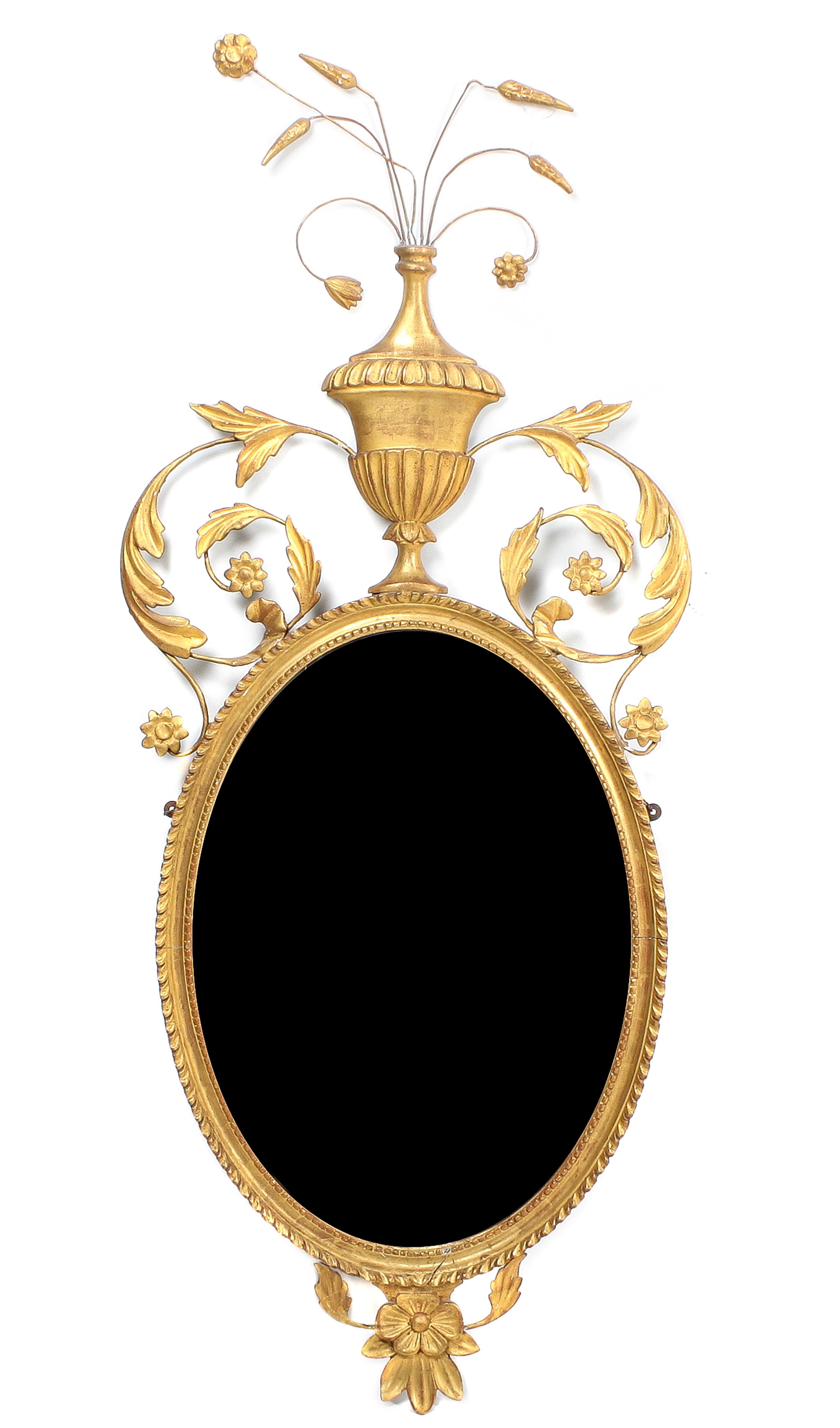 An Adam Style Giltwood Mirror, Height 45 x width 16 inches