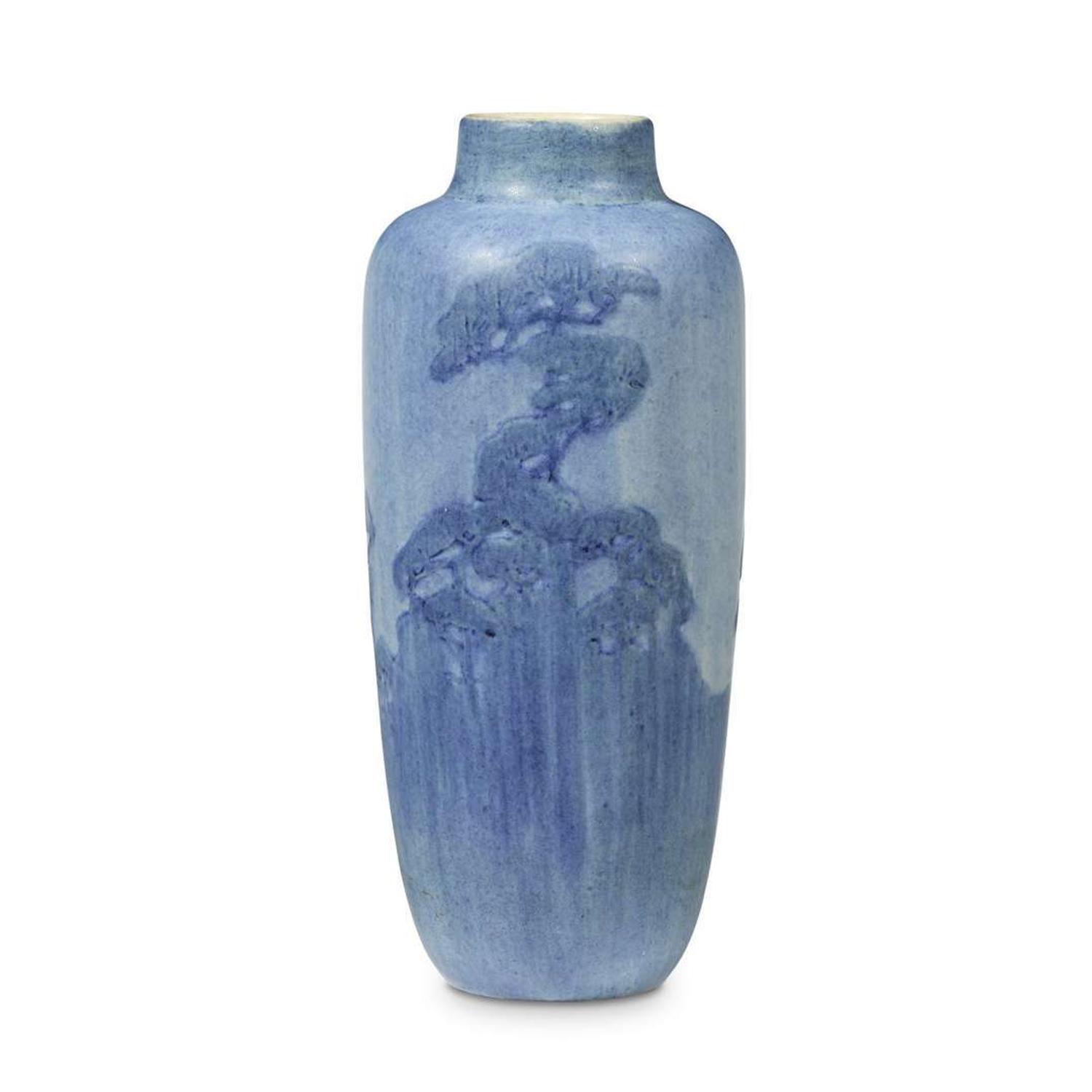 Henrietta Bailey for Newcomb College Pottery scenic landscape vase, new orleans, louisiana, 1916