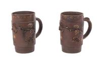 A Pair of Chaplet for Haviland Stoneware Mugs Height 6 3/4 inches. — LATE 19TH CENTURY