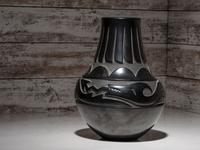 Carved Blackware Pottery Vase