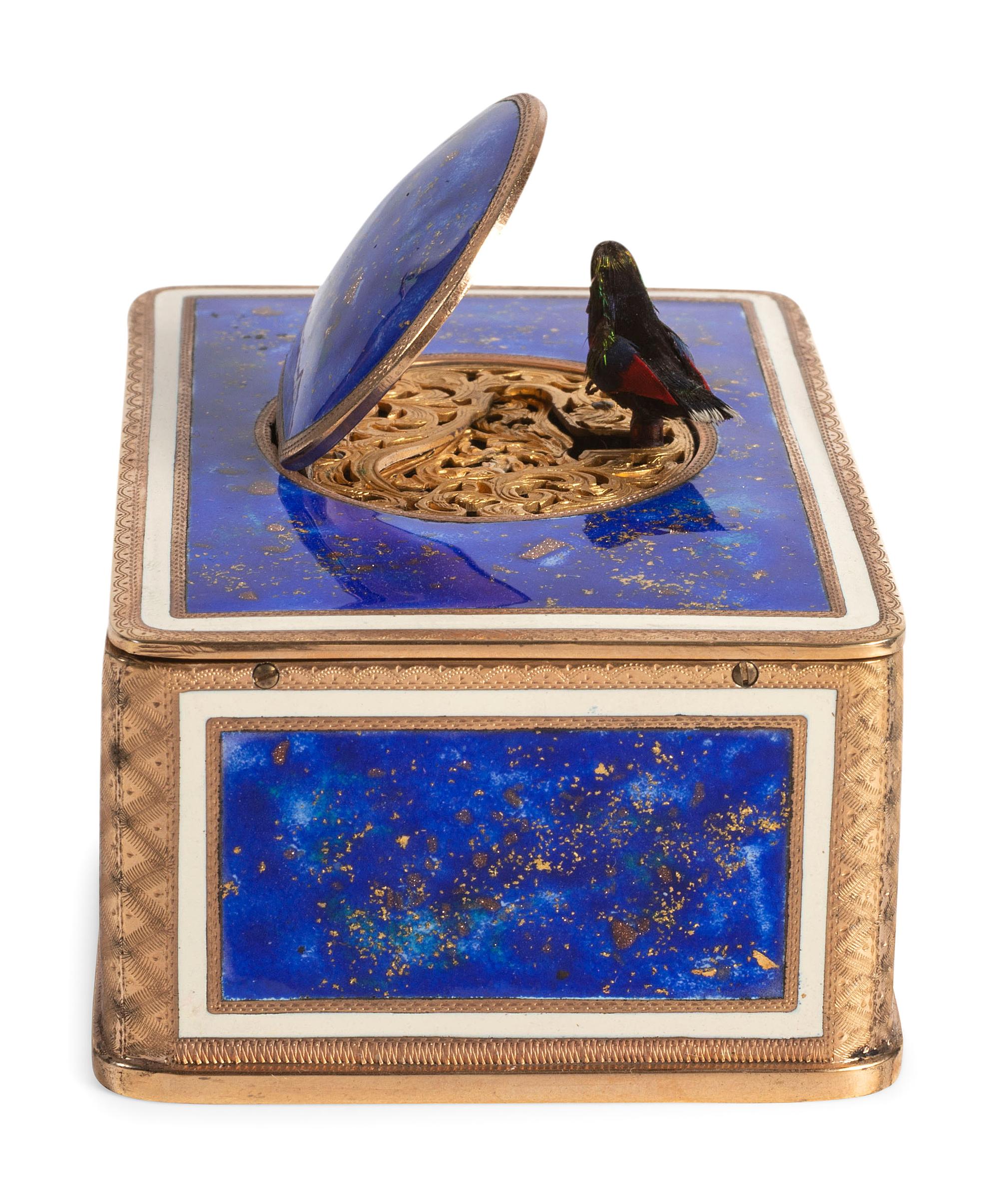 An Enamel and Gilt Metal Singing Bird Automaton