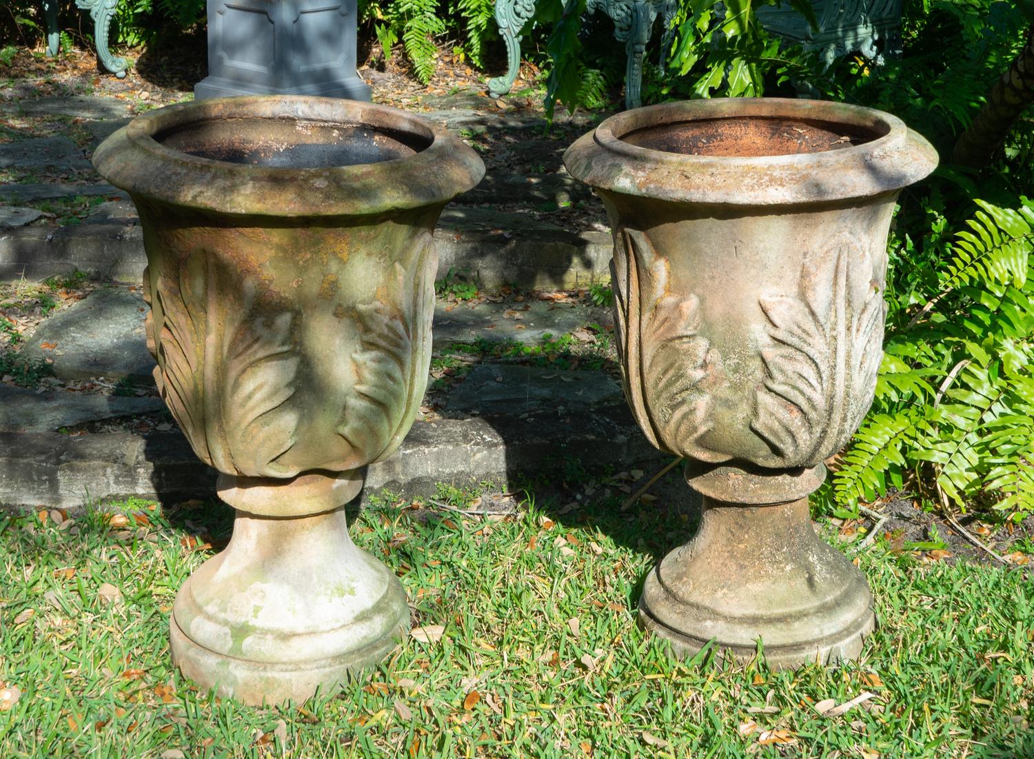 A Pair of Terracotta Garden Urns