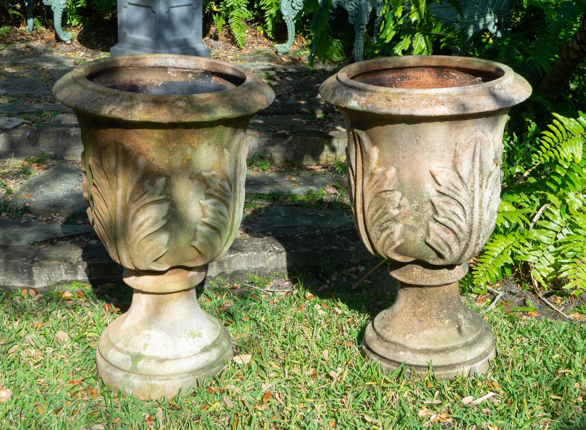 A Pair of Terracotta Garden Urns