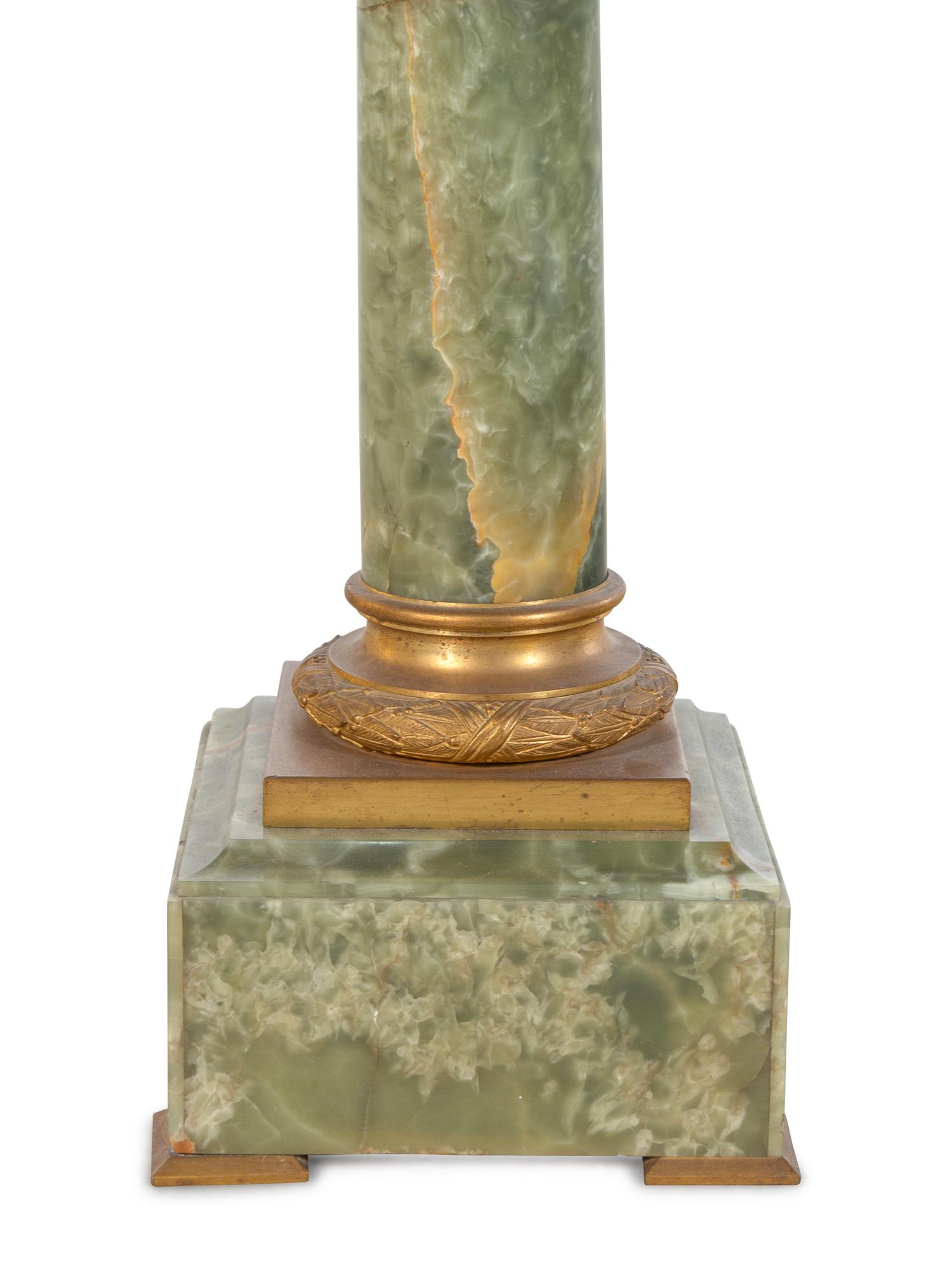 A Gilt Metal Mounted Green Onyx Pedestal