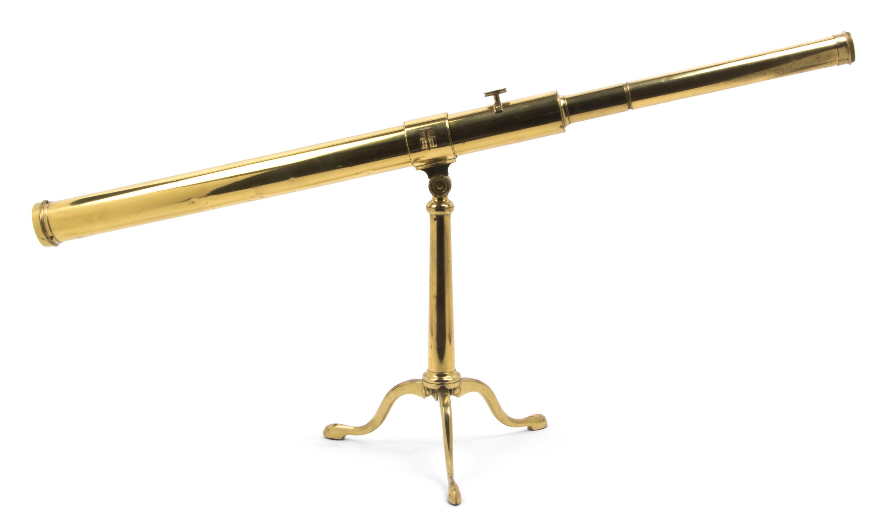 An English Brass Telescope, Gilbert & Gilkerson, Length 43 1/4 inches (closed).