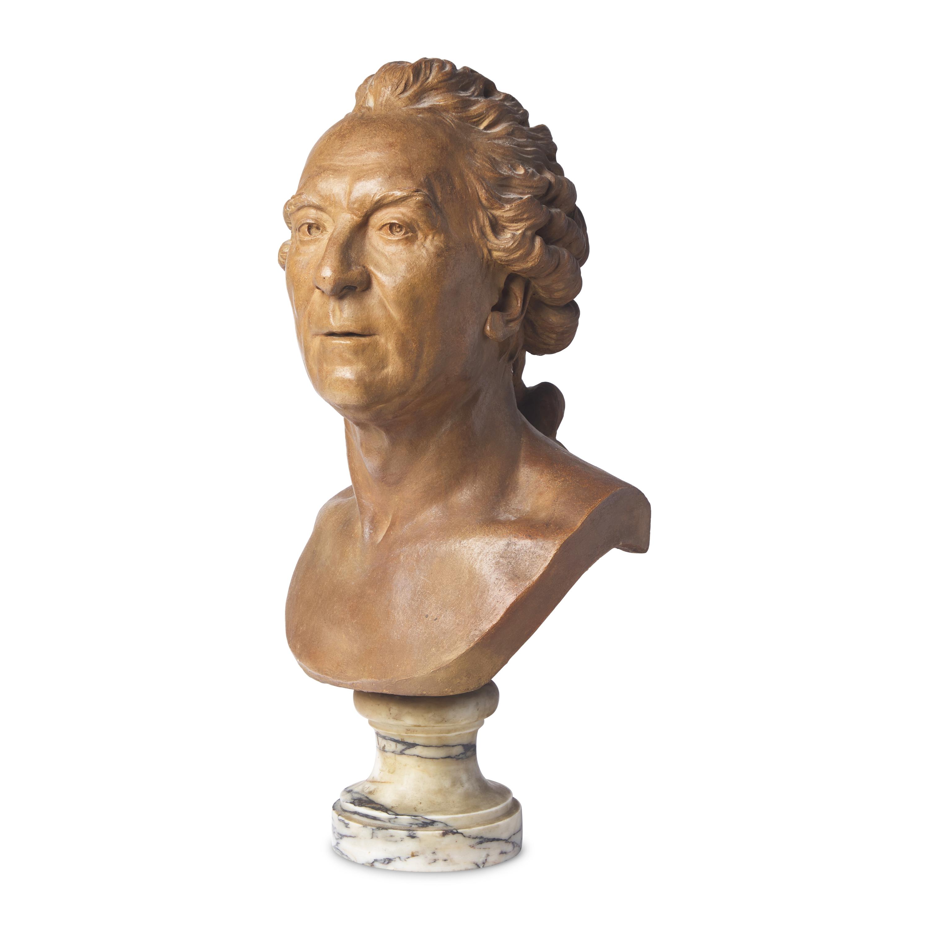 After Jean-Antoine Houdon (French, 1741-1828), A Terracotta Bust of Georges Louis Leclerk, Comte de Buffon (1707-1788)