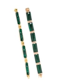 PAIR OF GOLD AND MALACHITE BRACELETS
