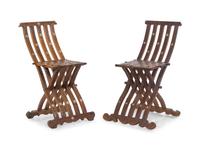 A Near Pair of Syrian Mother-of-Pearl Inlaid Chairs