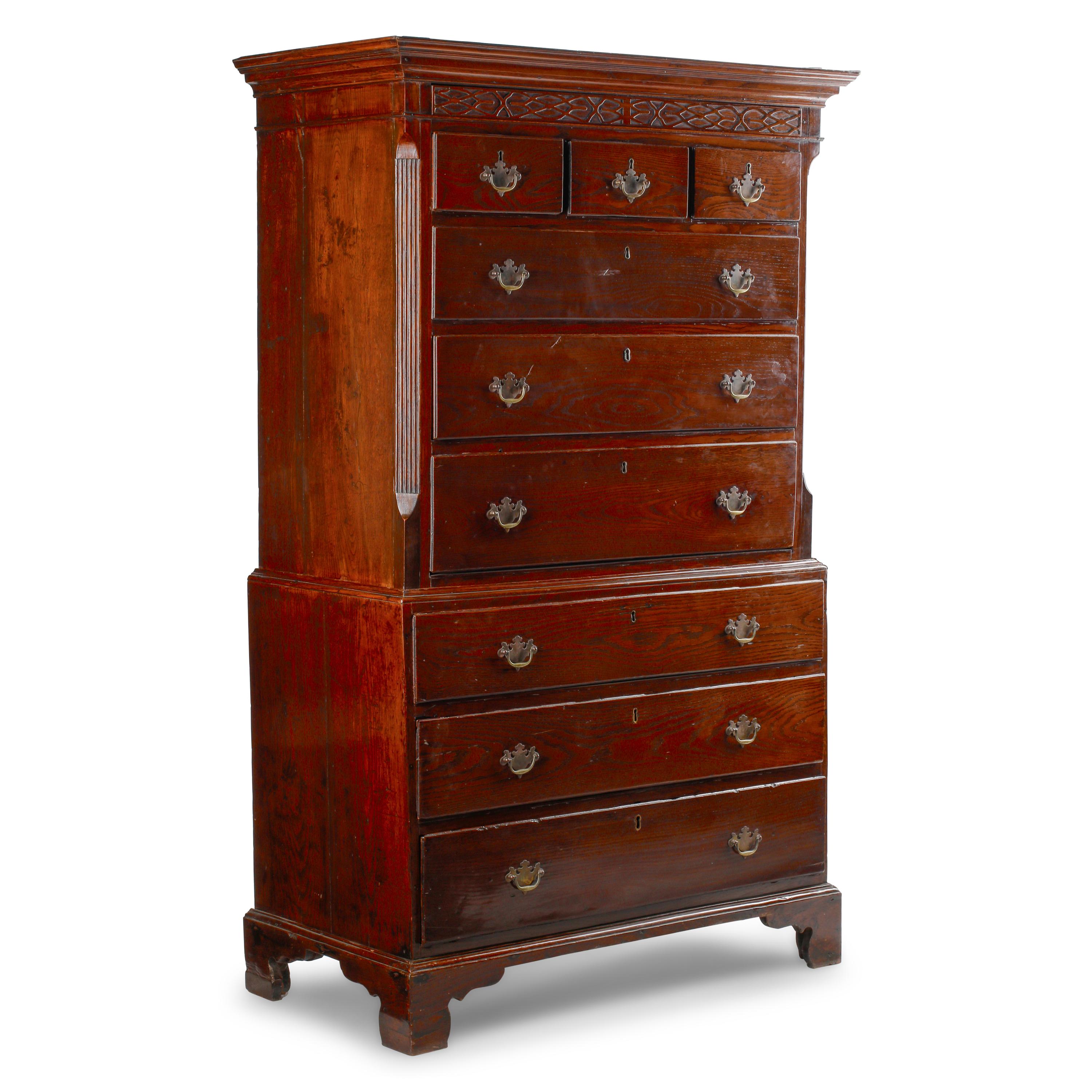 A George III Oak Bureau Chest-on-Chest