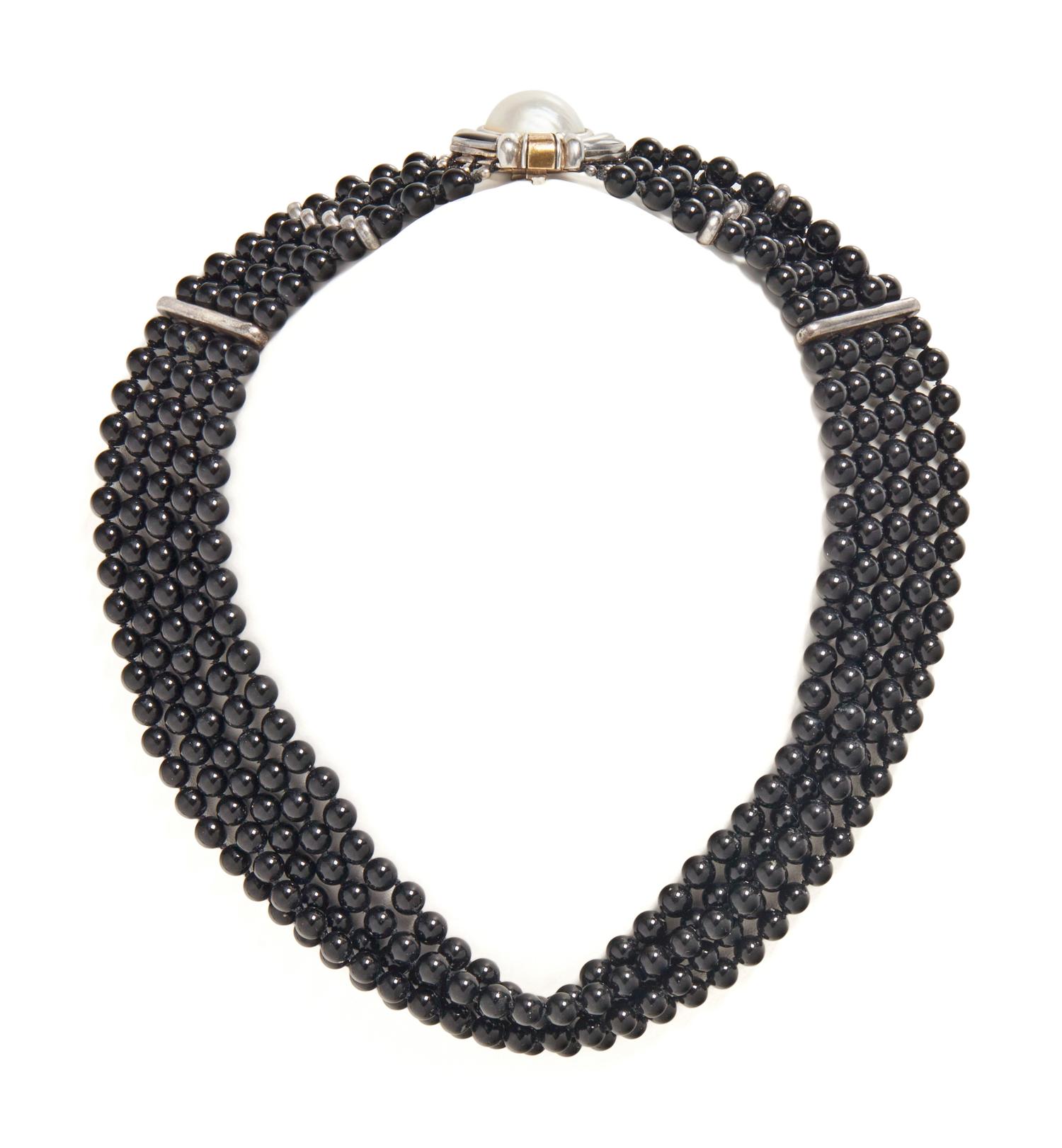 CARTIER, STERLING SILVER, YELLOW GOLD, CULTURED PEARL AND ONYX JEWELRY SUITE