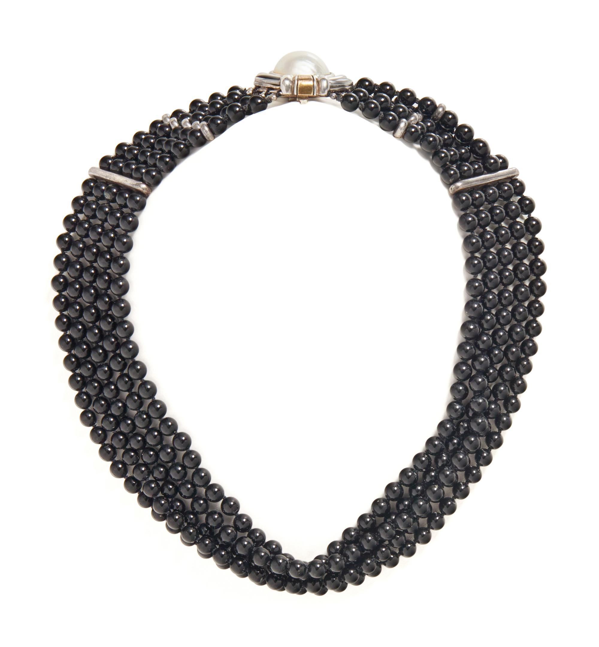 CARTIER, STERLING SILVER, YELLOW GOLD, CULTURED PEARL AND ONYX JEWELRY SUITE