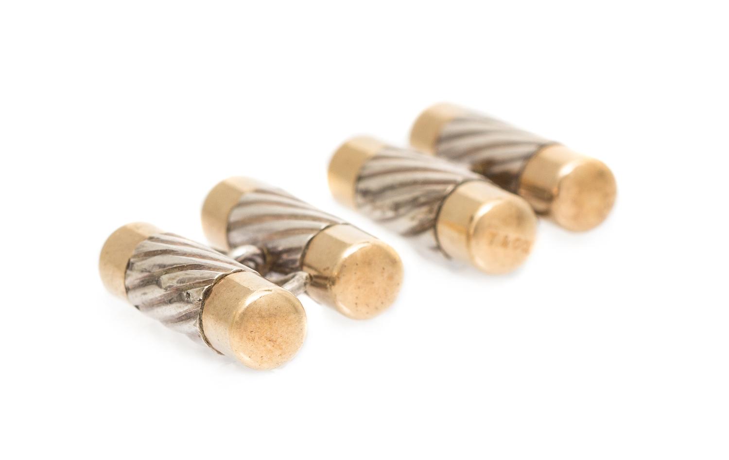 A Pair of Gold and Silver Cufflinks, Tiffany & Co., 5.70 dwts.
