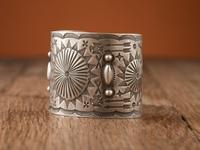 Navajo Heavily Stamped Silver Cuff Bracelet