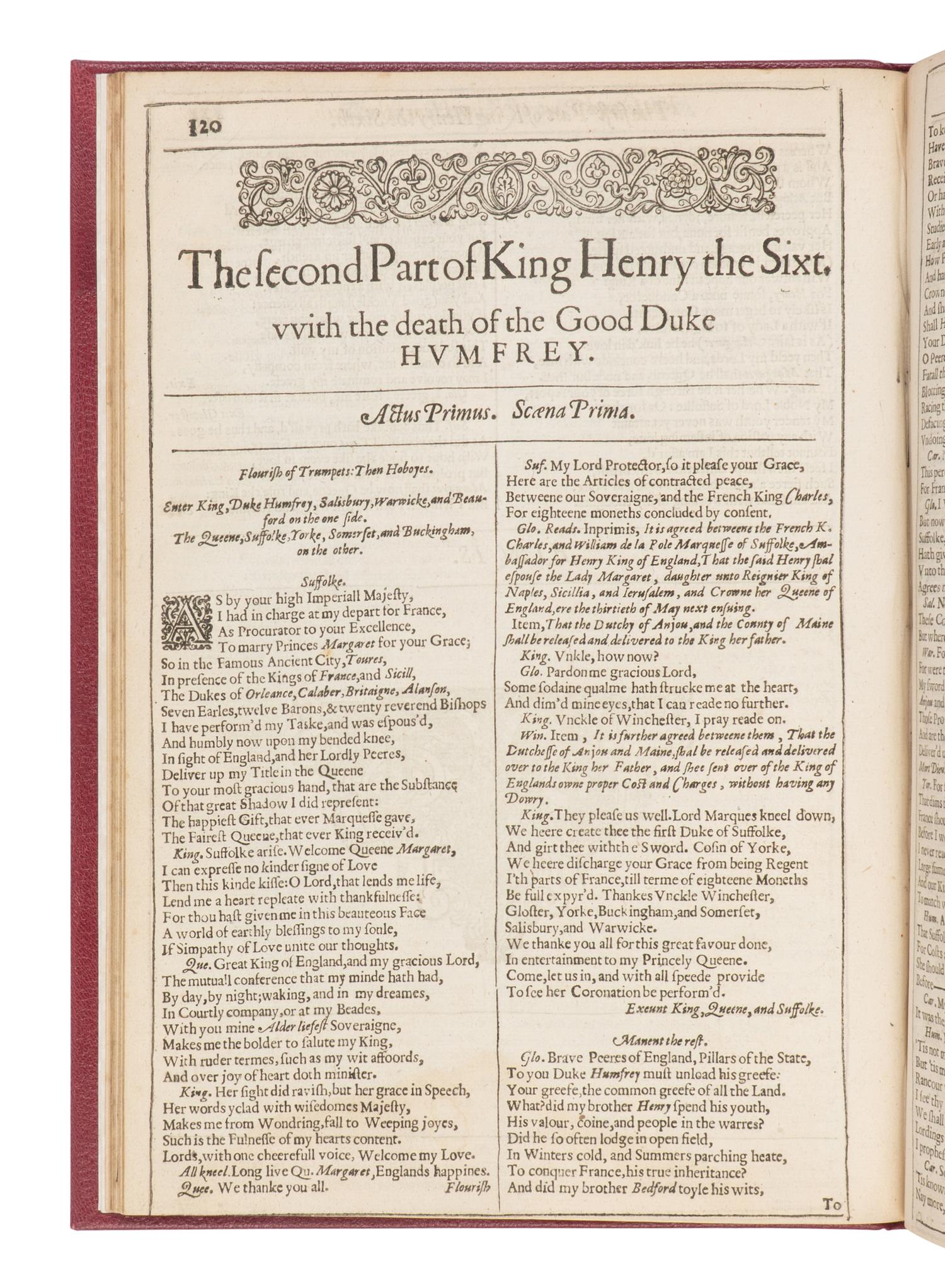 SHAKESPEARE, William (1564-1616). The Life of King Henry the Fifth . -- The first Part of King Henry the Sixt . -- The second Part of King Henry the Sixt . -- The third Part of King Henry the Sixt . [Extracted from: THE SECOND FOLIO ]. [London: printed by Thomas Cotes, 1632].