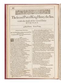 SHAKESPEARE, William (1564-1616). The Life of King Henry the Fifth . -- The first Part of King Henry the Sixt . -- The second Part of King Henry the Sixt . -- The third Part of King Henry the Sixt . [Extracted from: THE SECOND FOLIO ]. [London: printed by Thomas Cotes, 1632].
