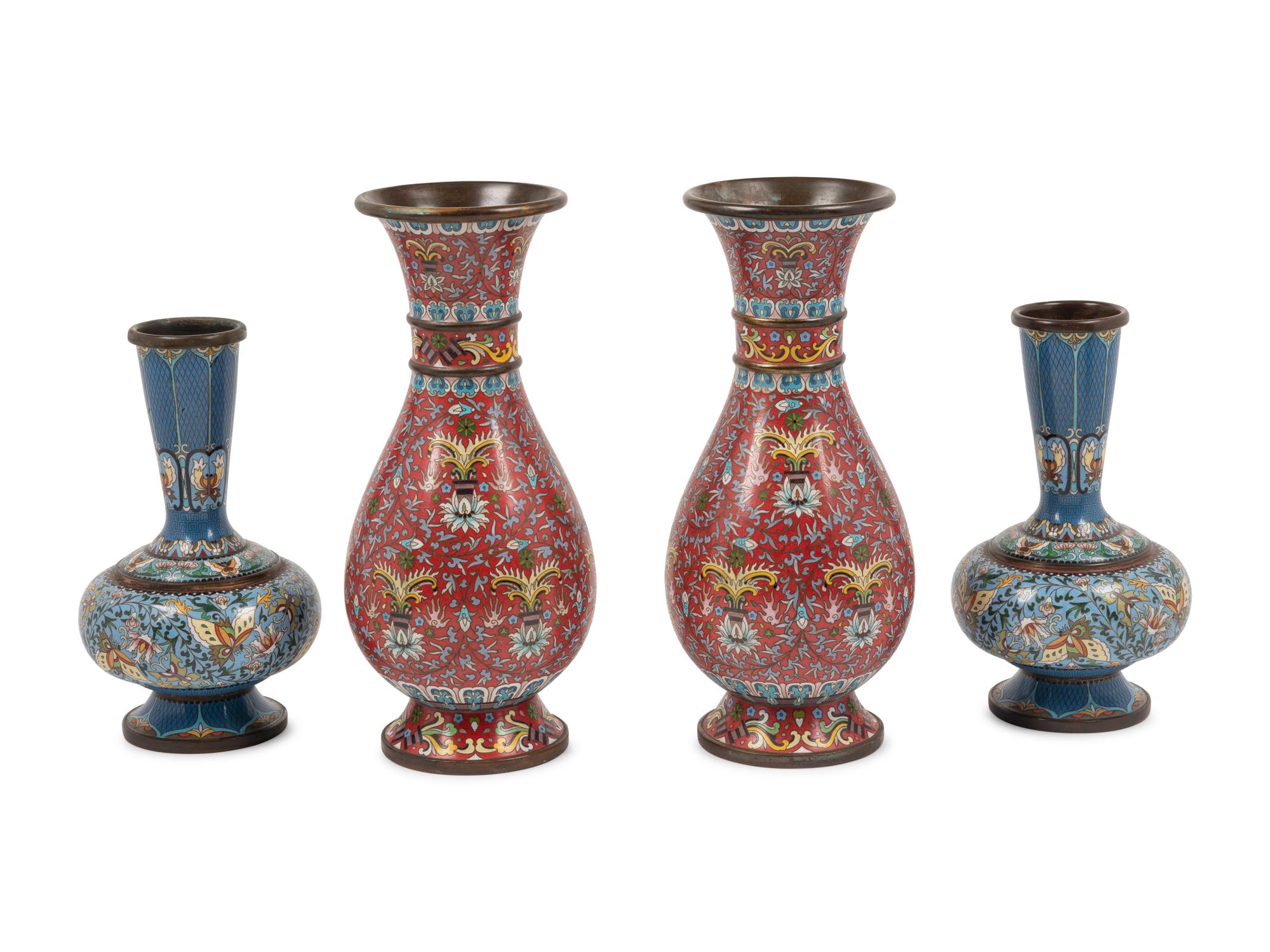 Two Pairs of Chinese Cloisonné Vases