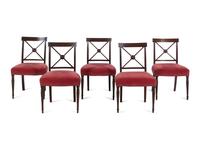 A Set of Five Regency Mahogany Side Chairs