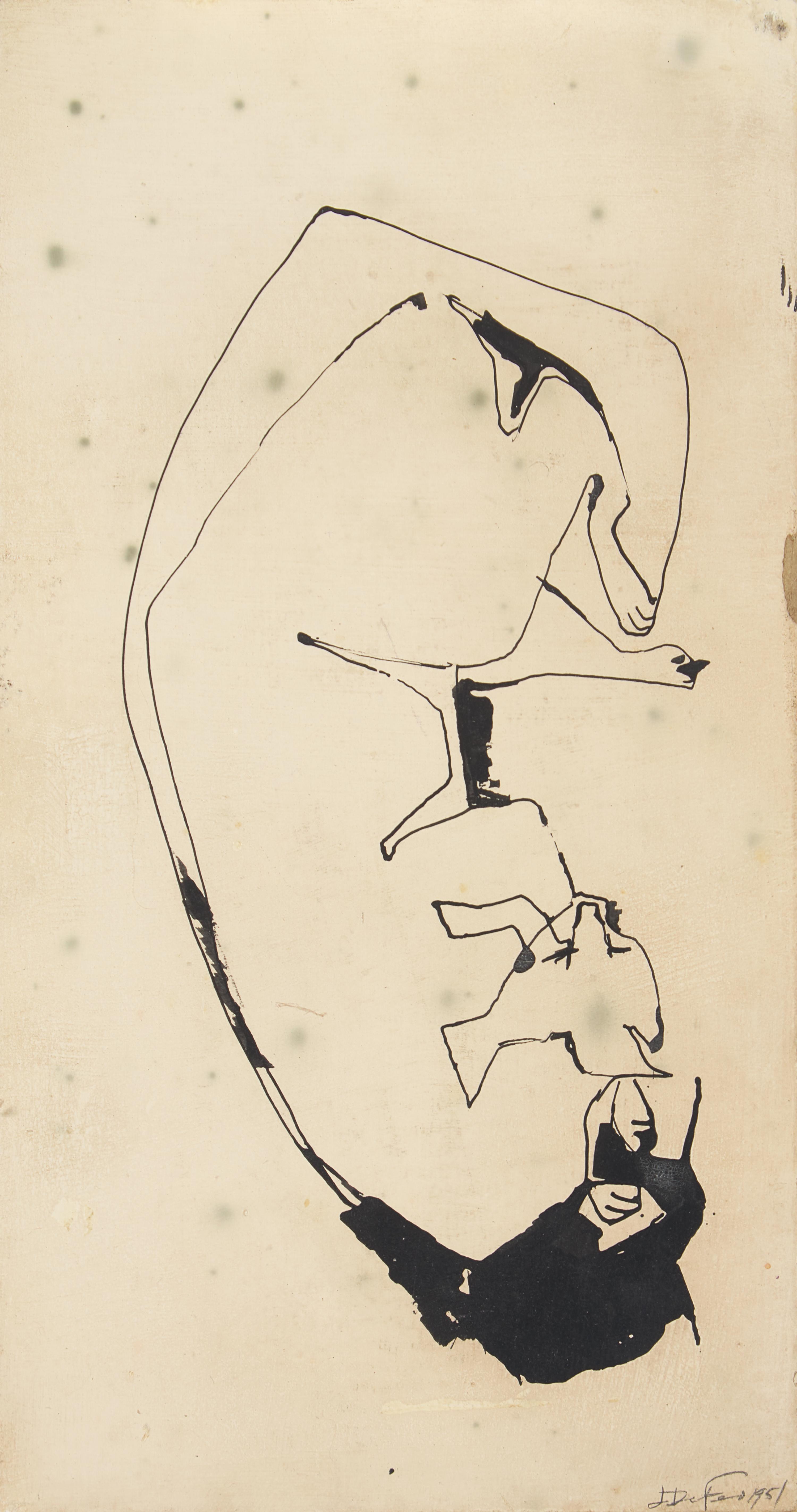 Jay DeFeo (American, 1929-1989) — Untitled (Cat), 1951