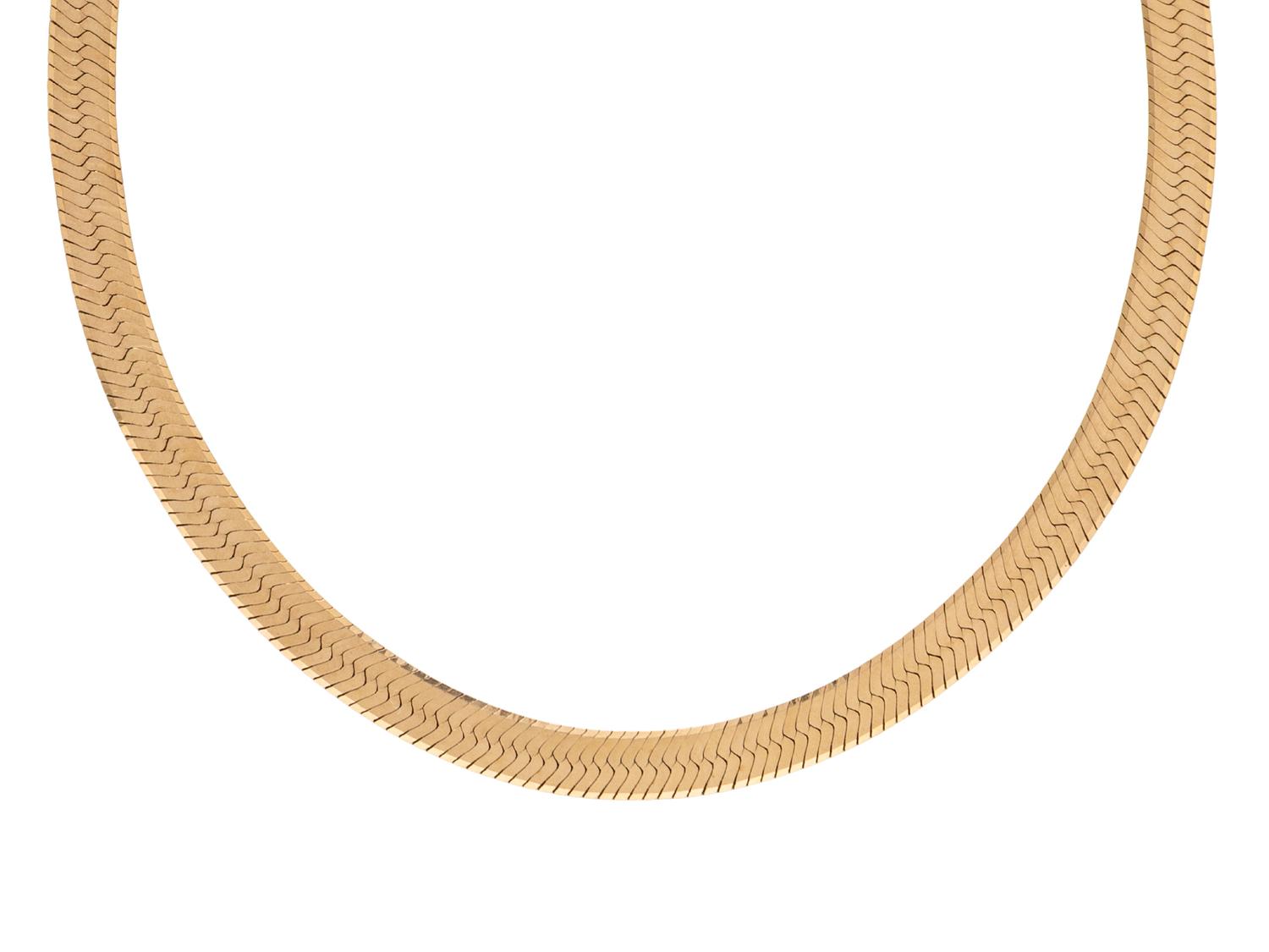 YELLOW GOLD HERRINGBONE CHAIN NECKLACE