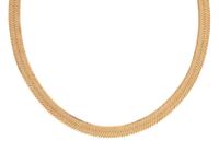 YELLOW GOLD HERRINGBONE CHAIN NECKLACE