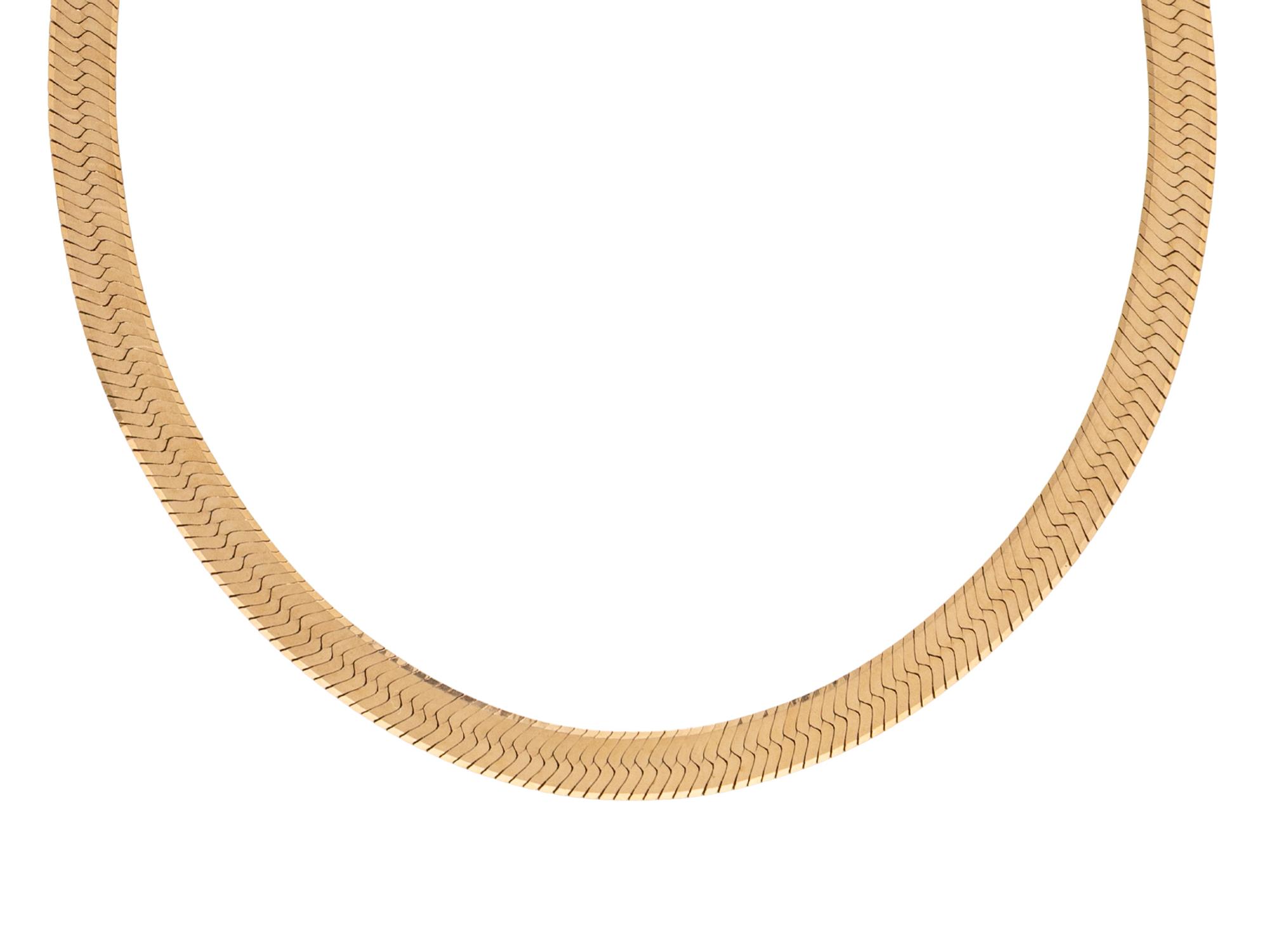YELLOW GOLD HERRINGBONE CHAIN NECKLACE