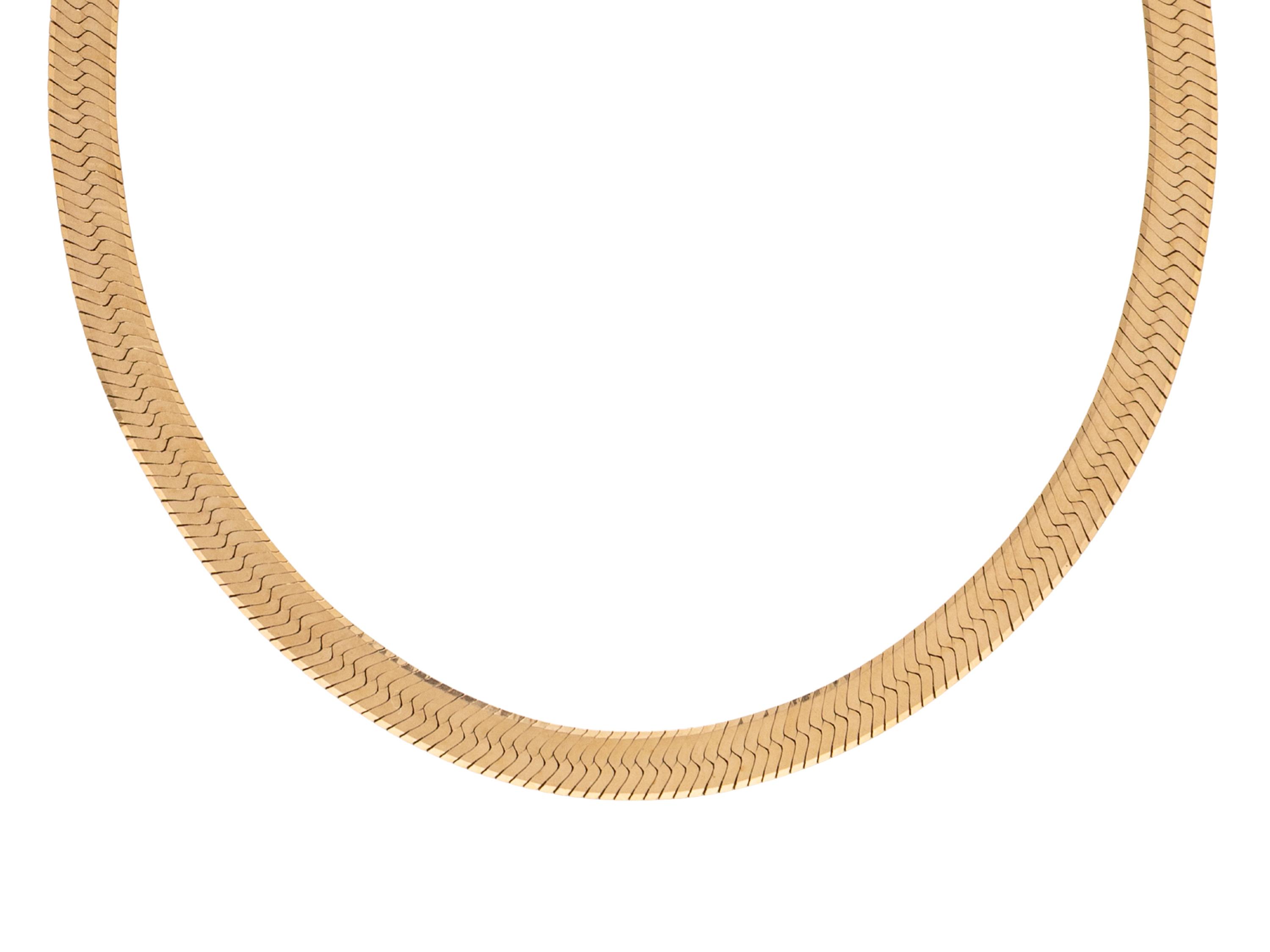 YELLOW GOLD HERRINGBONE CHAIN NECKLACE