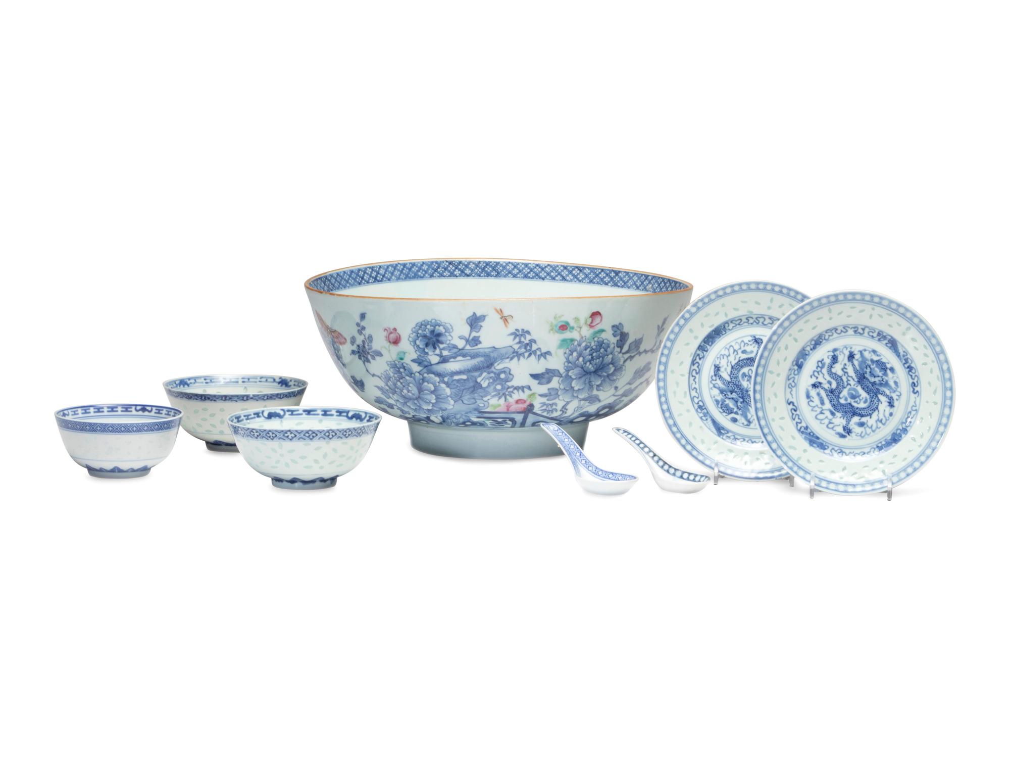 A Chinese Porcelain 'Flower and Butterfly' Punch Bowl