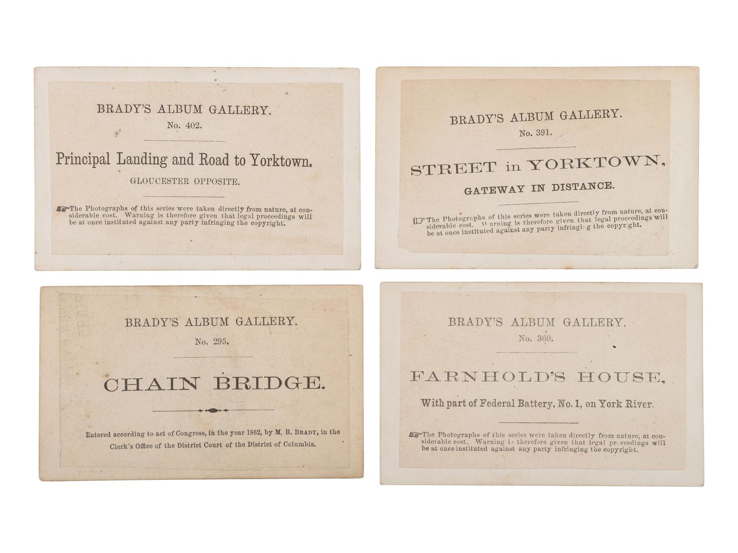 [CIVIL WAR]. 18 CDVs of important structures and hallowed grounds from Brady's Album Gallery . 1862.
