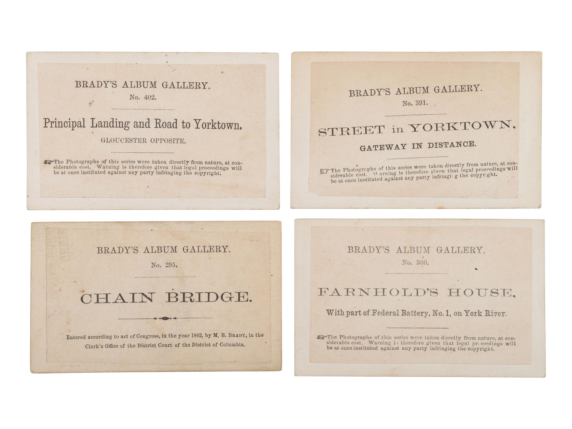 [CIVIL WAR]. 18 CDVs of important structures and hallowed grounds from Brady's Album Gallery . 1862.